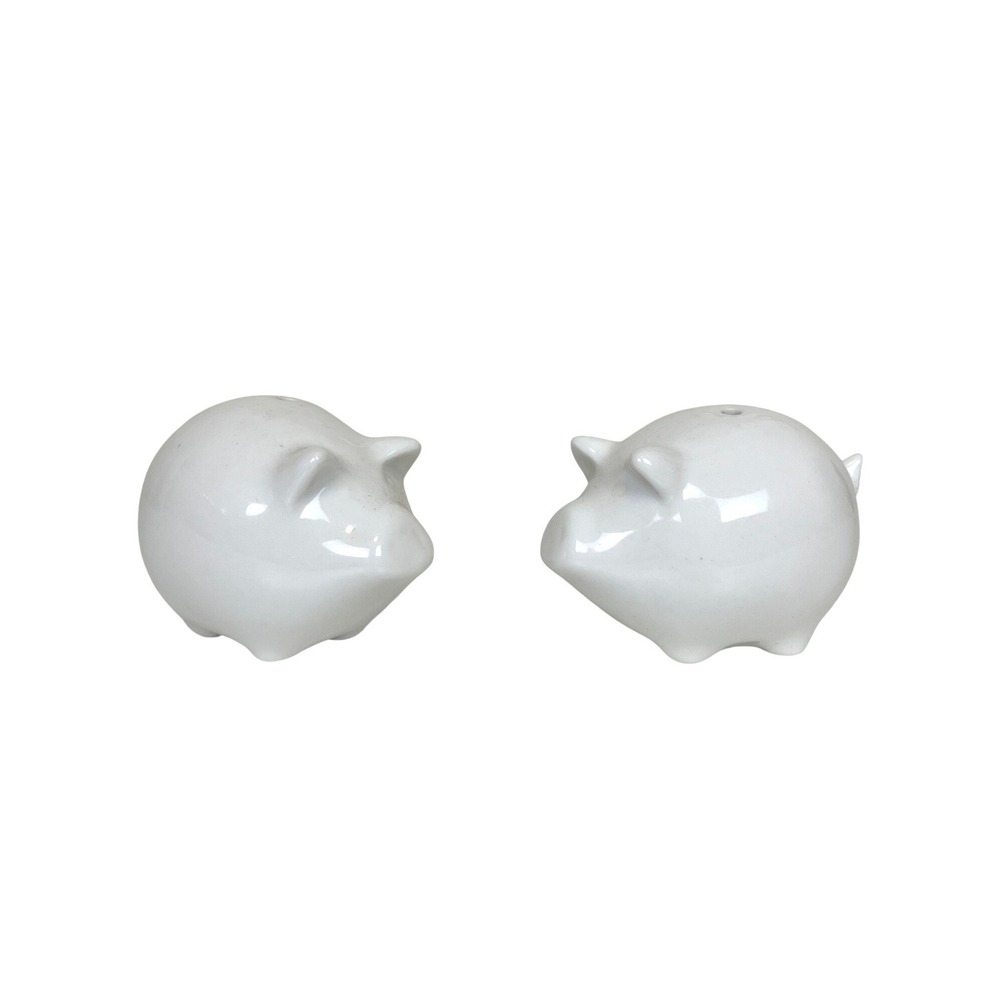 Piggies White Ceramic Salt And Pepper Shaker Set NWOT